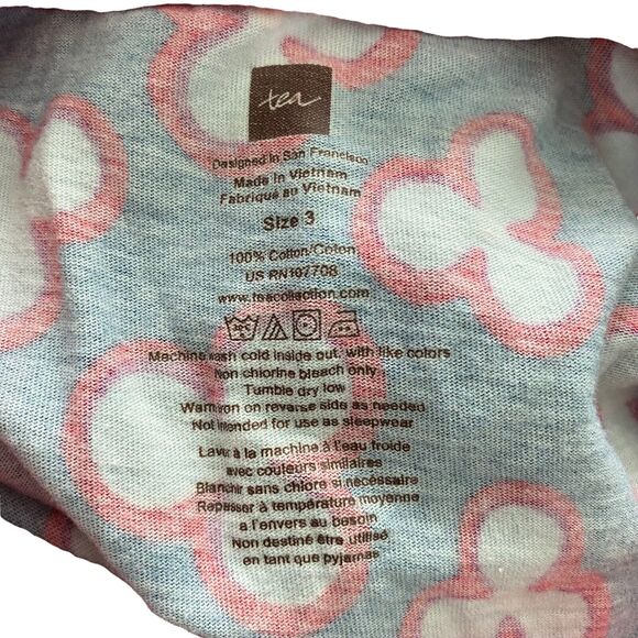 TEA Baby Girls Size 3 T-Shirt Dress Printed Red Blue Floral Ruffle Basic Vneck - Picture 2 of 7